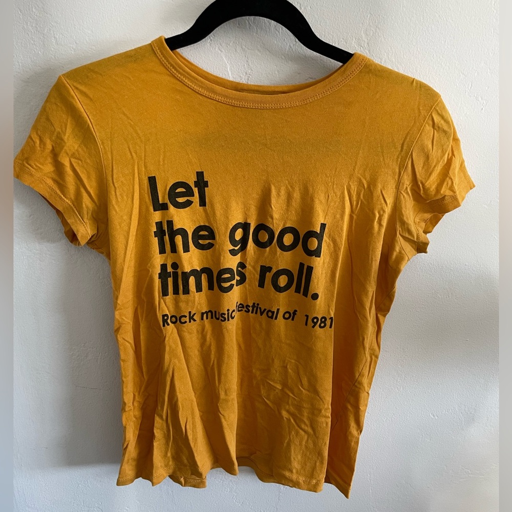 Forever21 Let the Good Times Roll Burnt Yellow Tee